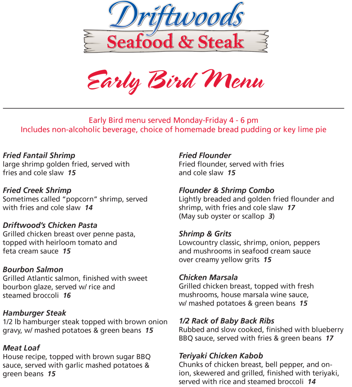 Early Bird Menu Near Me